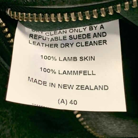 KNIGHT OF NEW ZEALAND Size L Black Lambskin Leather Zip Buttons Coat - Picture 8 of 8